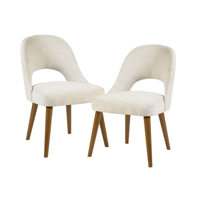 Cut-Out Pecan Wood Dining Chairs