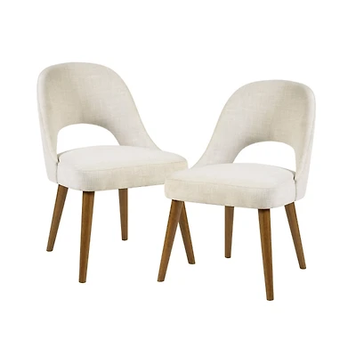 Cut-Out Pecan Wood Dining Chairs