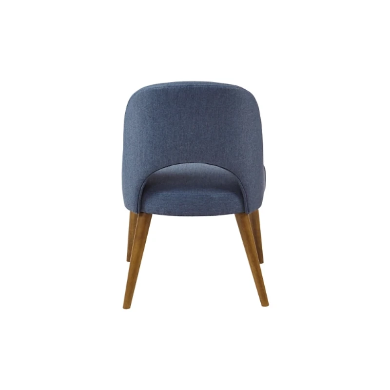 Blue Cut-Out Pecan Wood Dining Chairs, Set of 2