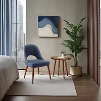 Blue Cut-Out Pecan Wood Dining Chairs, Set of 2