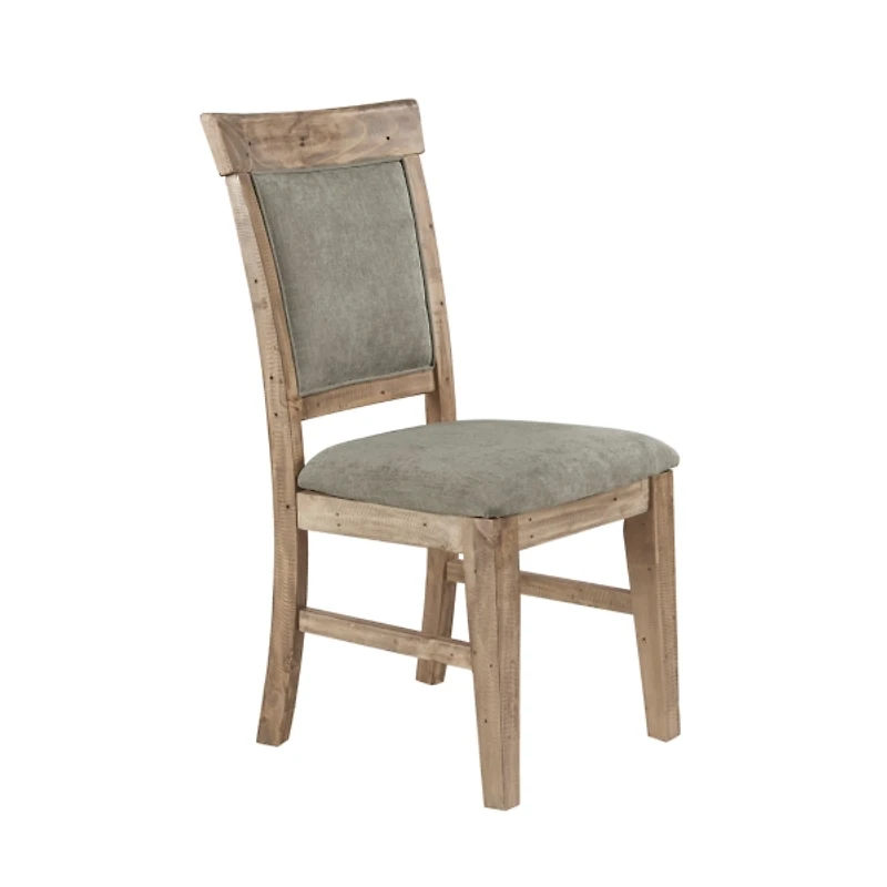 Gray Upholstered Rustic Dining Chairs, Set of 2
