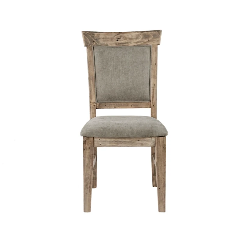 Gray Upholstered Rustic Dining Chairs, Set of 2