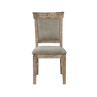 Gray Upholstered Rustic Dining Chairs, Set of 2