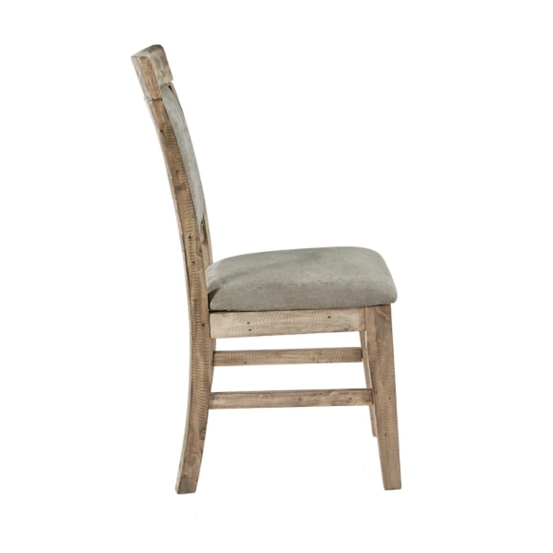 Gray Upholstered Rustic Dining Chairs, Set of 2