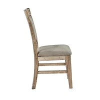 Gray Upholstered Rustic Dining Chairs, Set of 2