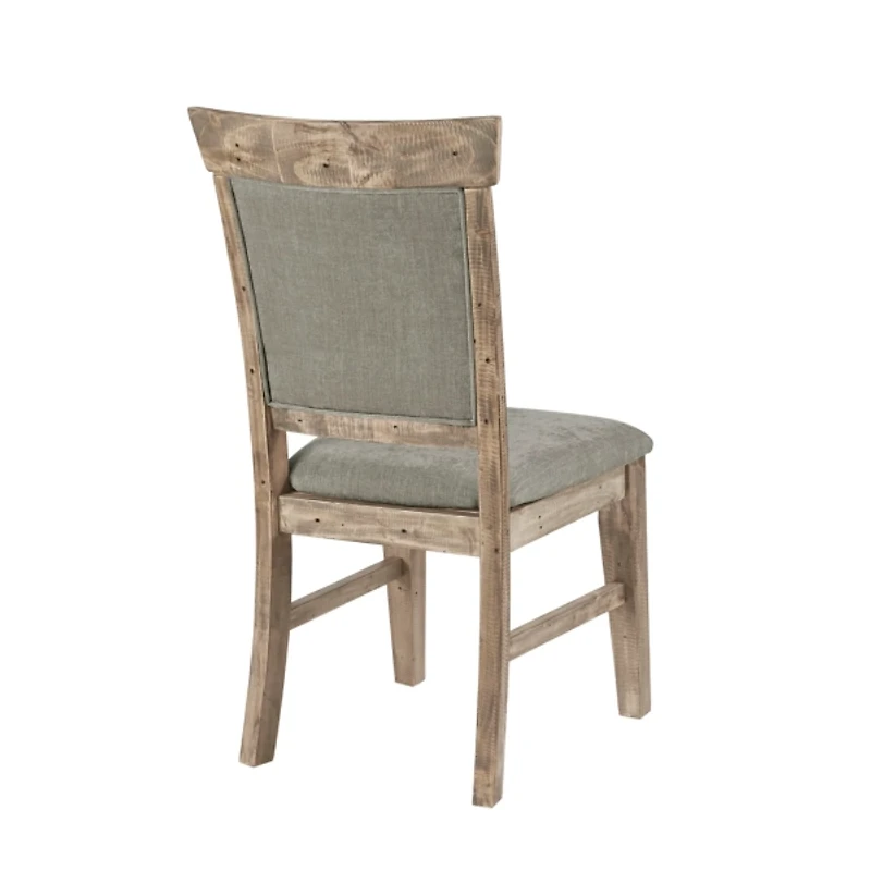 Gray Upholstered Rustic Dining Chairs, Set of 2
