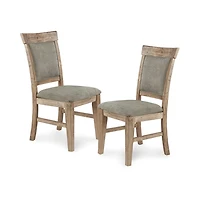 Gray Upholstered Rustic Dining Chairs, Set of 2