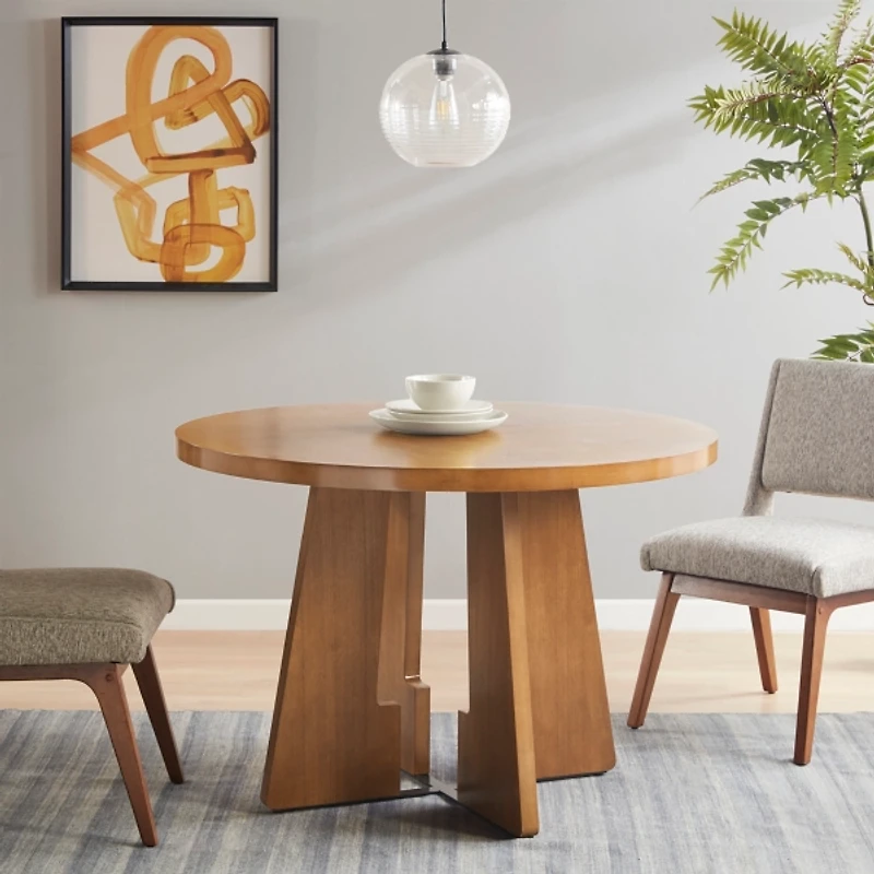 Round Pecan Wood Kenny Dining Table