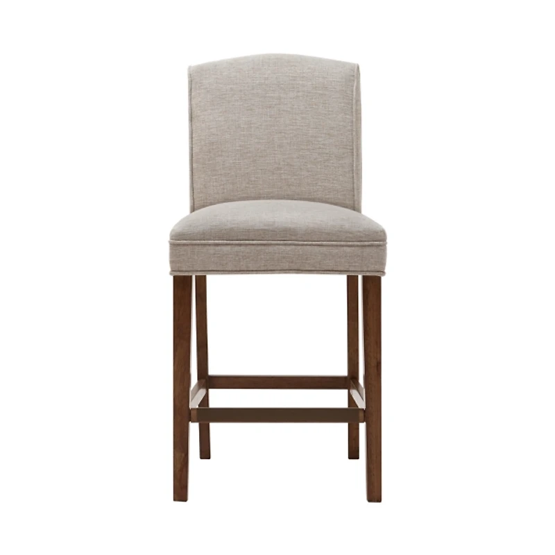 Ivory Upholstered Wood Counter Stool