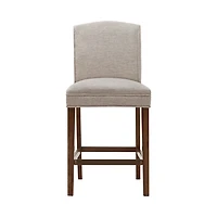 Ivory Upholstered Wood Counter Stool