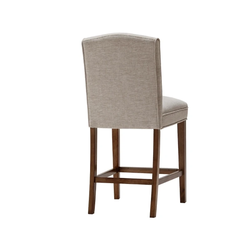 Ivory Upholstered Wood Counter Stool