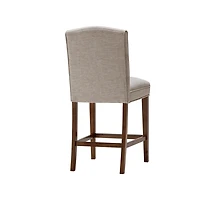 Ivory Upholstered Wood Counter Stool