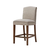 Ivory Upholstered Wood Counter Stool
