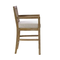 Ivory Upholstered Cane Backrest Counter Stool