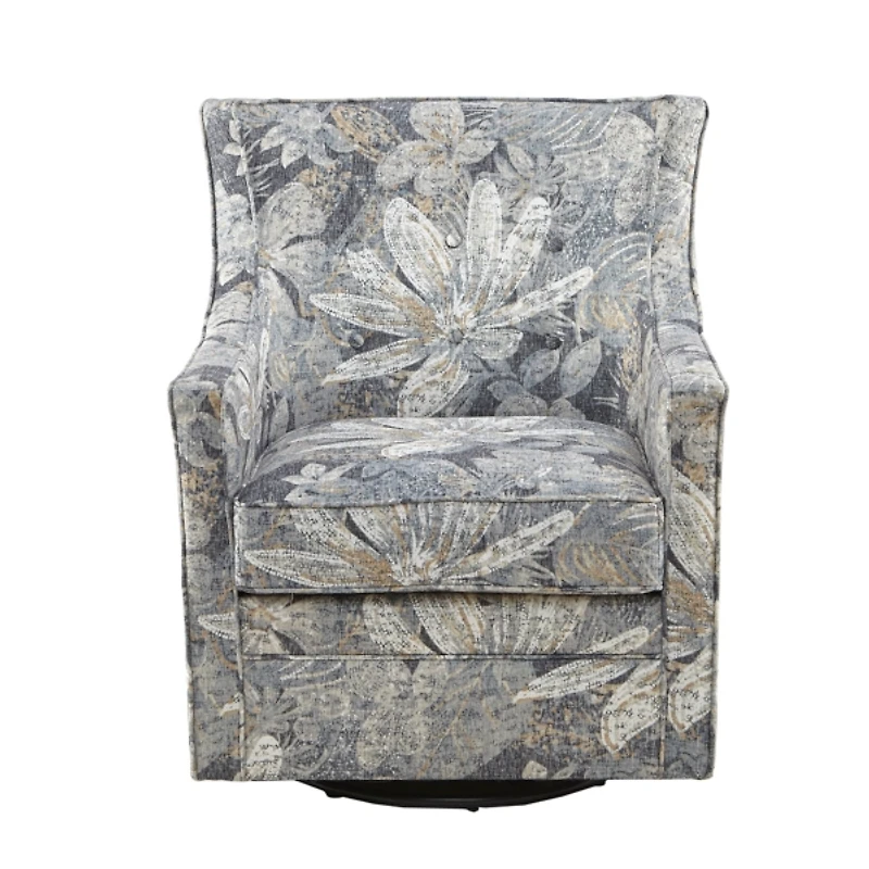 Blue Floral Swivel Mica Glider Accent Chair