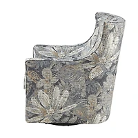 Blue Floral Swivel Mica Glider Accent Chair