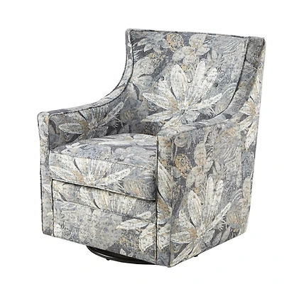 Blue Floral Swivel Mica Glider Accent Chair