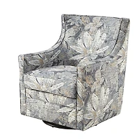 Blue Floral Swivel Mica Glider Accent Chair