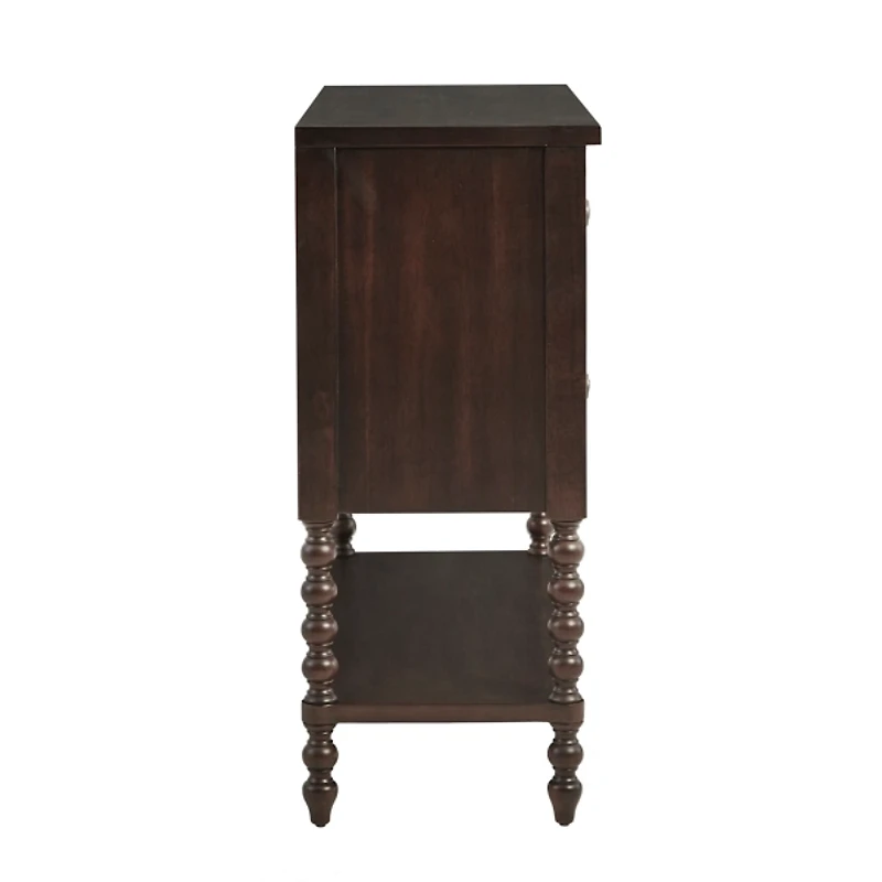 Brown Wood Turned Legs 2-Drawer Chest