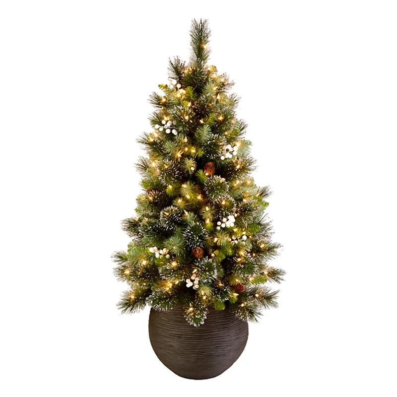 4 ft. Pre-Lit Glittery Crestwood Spruce Tree