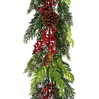 Christmas Joy Garland with Red Berries, 5 ft.