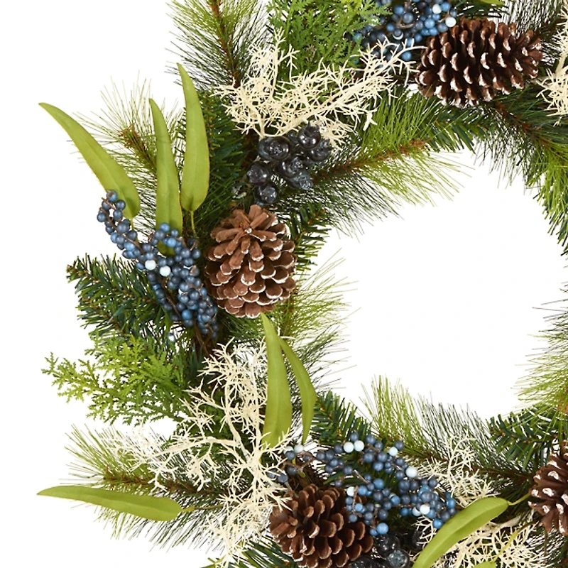Christmas Blueberry Fields Wreath with Pinecones