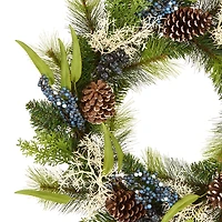 Christmas Blueberry Fields Wreath with Pinecones