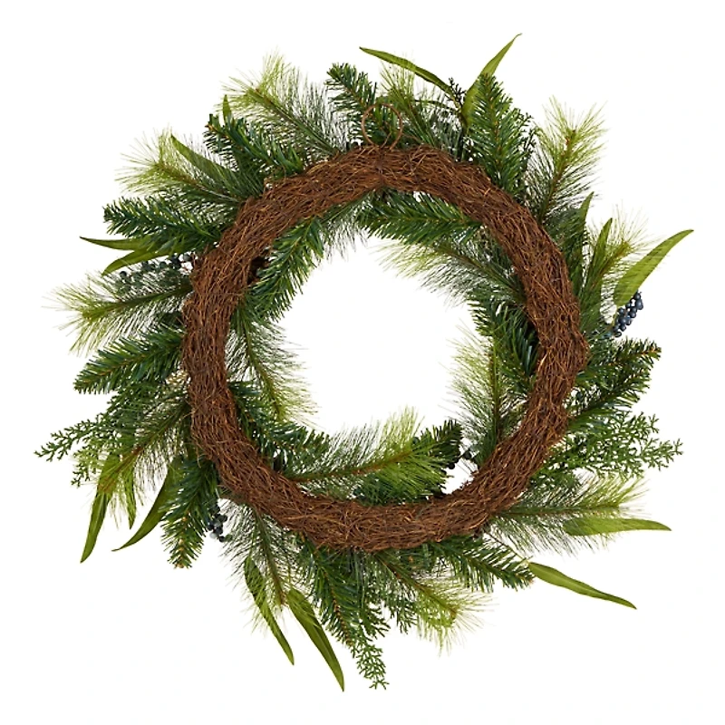 Christmas Blueberry Fields Wreath with Pinecones