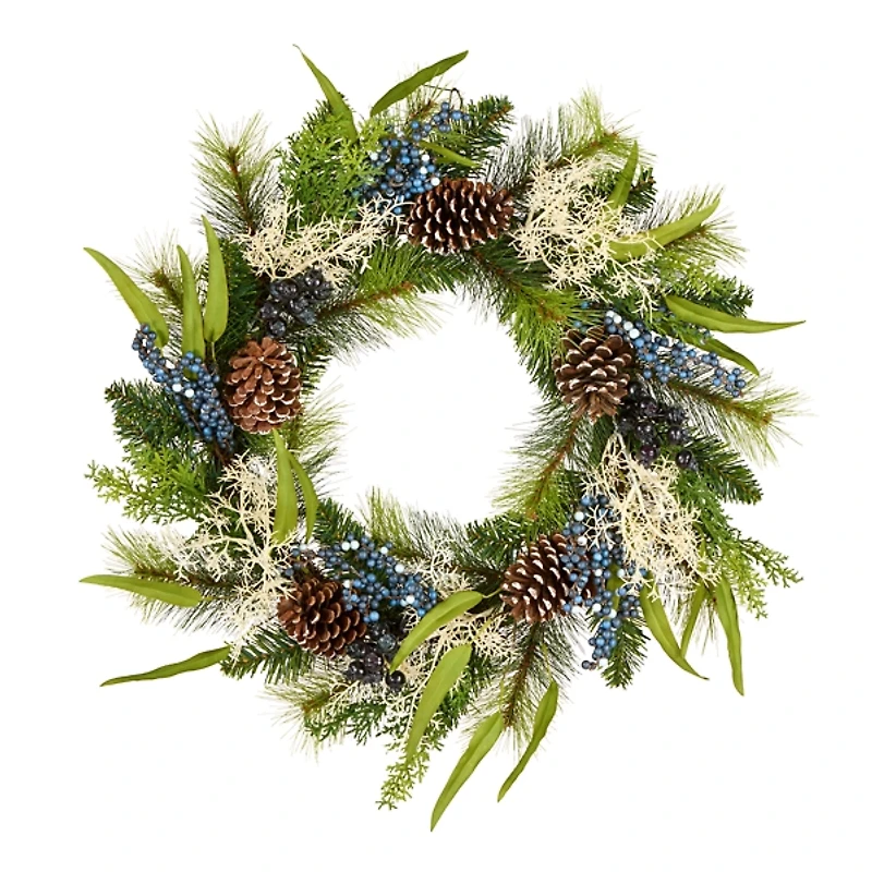 Christmas Blueberry Fields Wreath with Pinecones