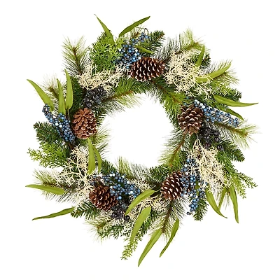 Christmas Blueberry Fields Wreath with Pinecones