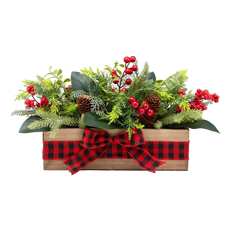 Classic Christmas Buffalo Check Bow Centerpiece
