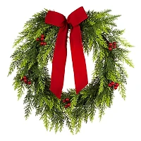 Cypress and Red Berry Christmas Wreath