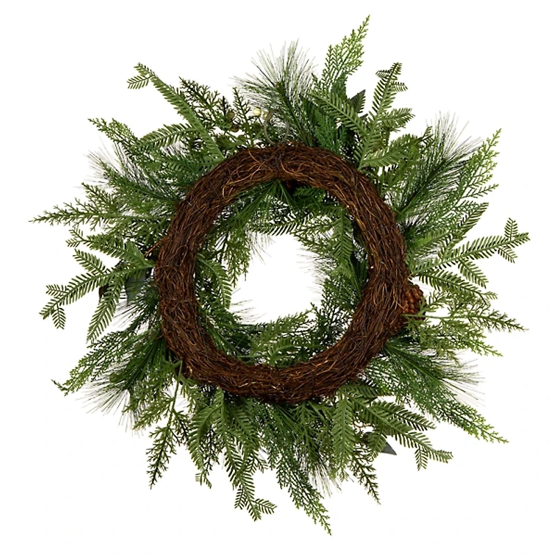 Pine and White Berry Christmas Wreath