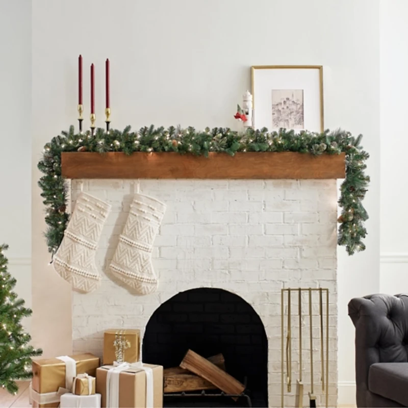 Pre-Lit Carolina Pine Christmas Garland, 9 ft.