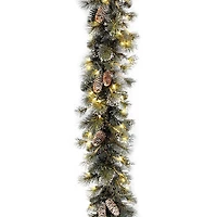 Pre-Lit Glittery Pine Christmas Garland, 9 ft.