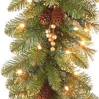Pre-Lit Glittery Gold Pine Garland, 9 ft.