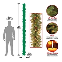 Pre-Lit Glittery Gold Pine Garland, 9 ft.