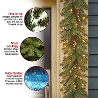 Pre-Lit Glittery Gold Pine Garland, 9 ft.