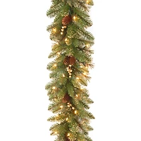 Pre-Lit Glittery Gold Pine Garland, 9 ft.