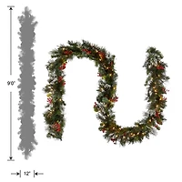 Pre-Lit Wintry Pine Christmas Garland, 9 ft.