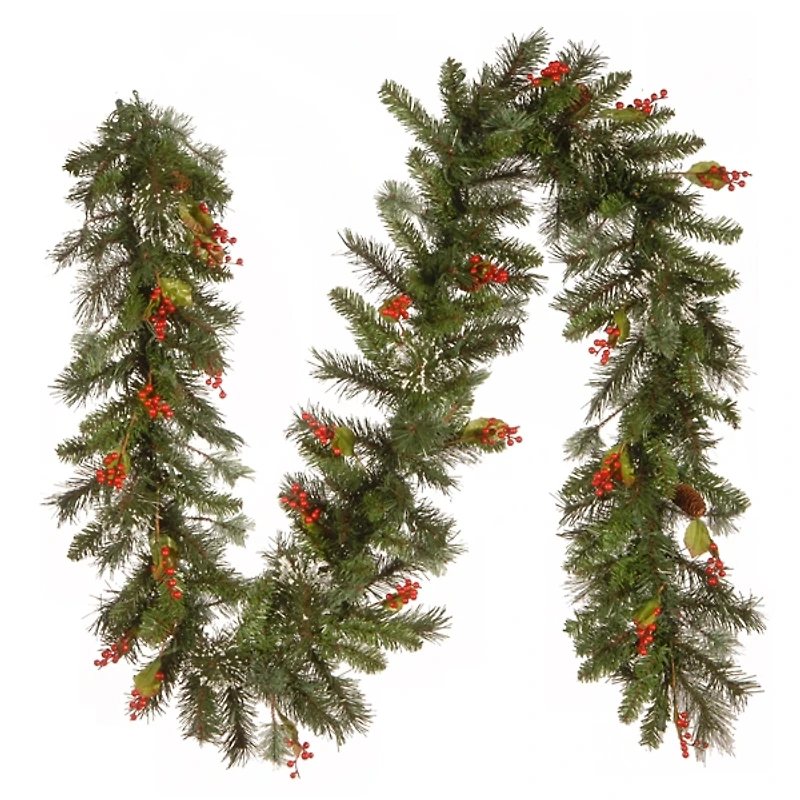 Pre-Lit Wintry Pine Christmas Garland, 9 ft.