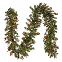 Pre-Lit Wintry Pine Christmas Garland, 9 ft.