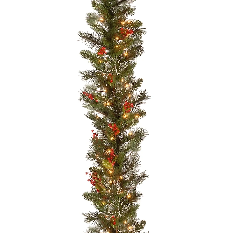Pre-Lit Wintry Pine Christmas Garland, 9 ft.