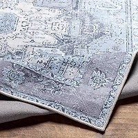 Amelie Silver Blue Classic Washable Area Rug