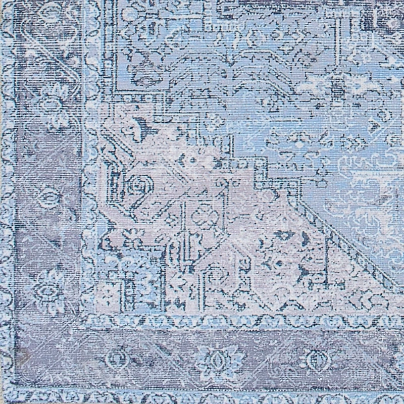 Amelie Silver Blue Classic Washable Area Rug