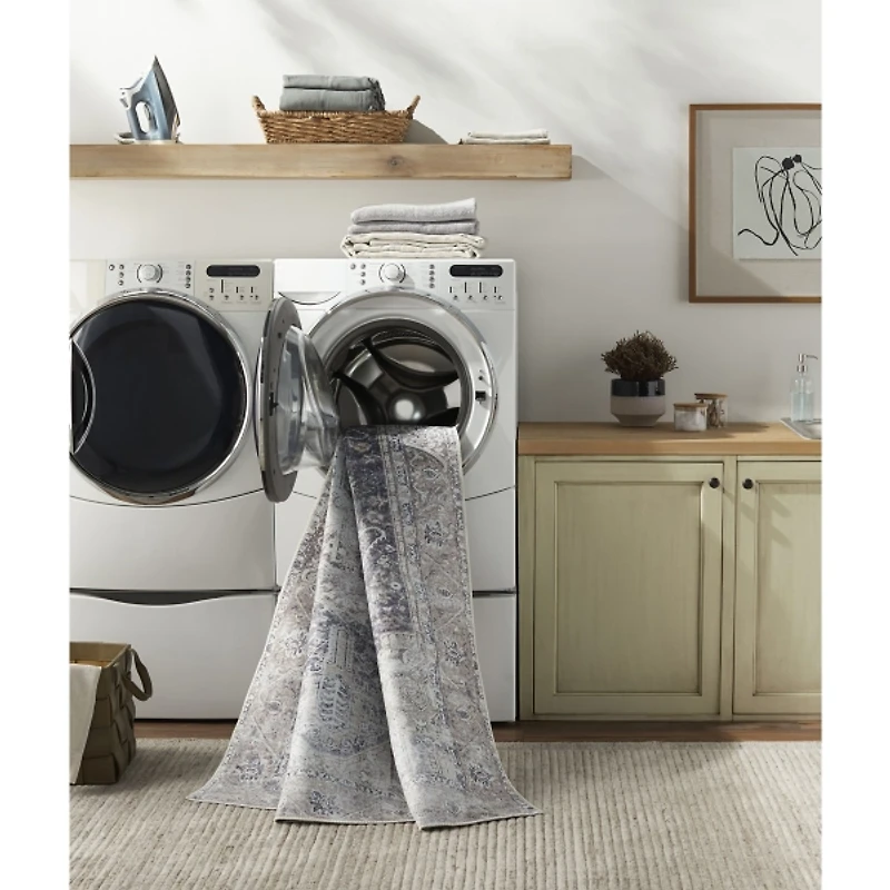 Amelie Navy Blue Classic Washable Area Rug, 8x12