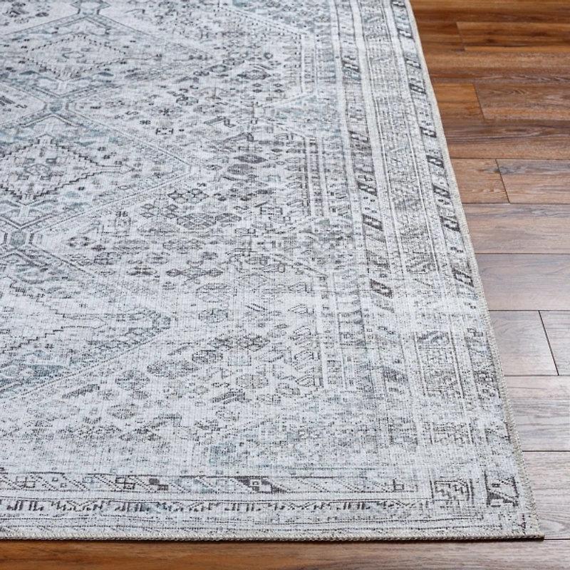 Blue Traditional Washable Area Rug