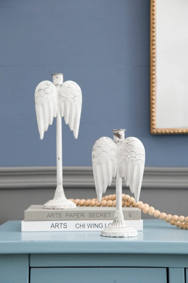 Angel Wing Taper Candle Holders, Set of 2
