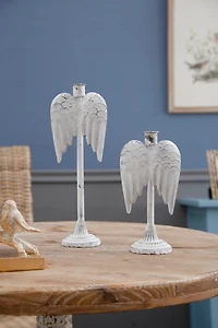 Angel Wing Taper Candle Holders, Set of 2