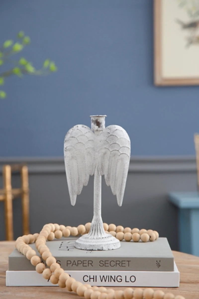 Angel Wing Taper Candle Holders, Set of 2